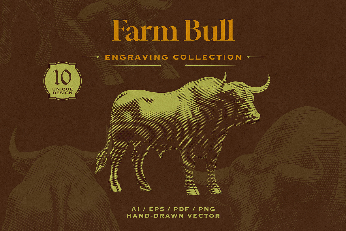 Farm Bull Engraving Vintage, an Object Graphic by Kaizla03 (Photo 1 of 5)