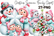 Christmas Snowman Family Clipart B, a Seasonal Illustration by SVGArt (Thumbnail 6 of 10)