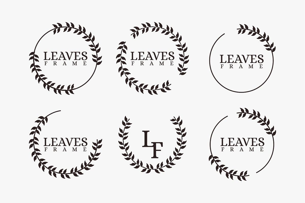 Set of circle leaves frame vector, an Object Graphic by DOMHOUZE