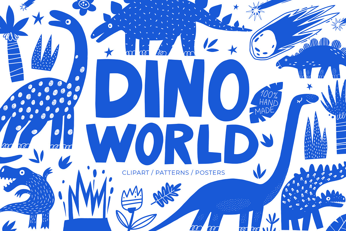 Dino World Clipart Collection, an Animal Illustration by Funny Bug (Photo 1 of 9)