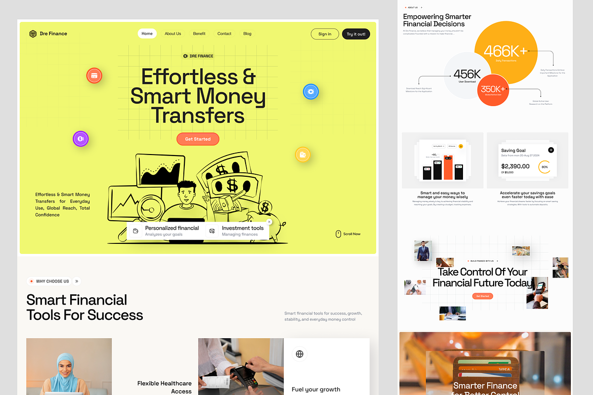 Dre Finance - Digital Money Platform, an UI Kit Template by Sans Design