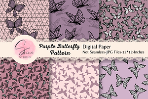 6 Purple Butterfly Pattern Packs