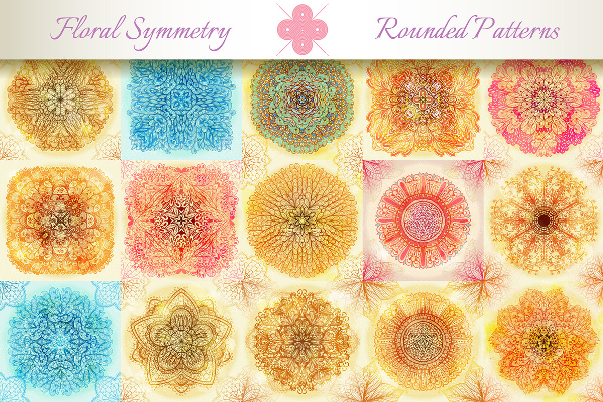 15 Floral Symmetry Patterns. Set #3