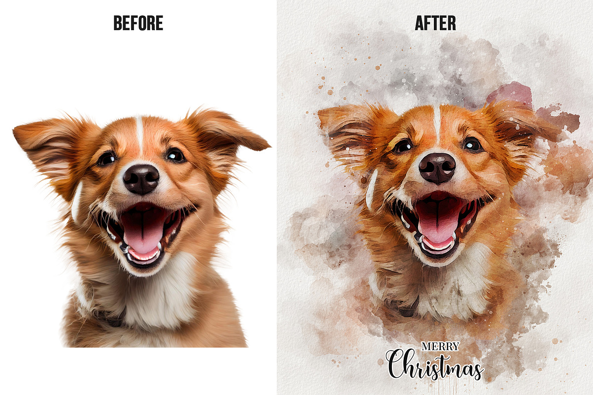 Pet watercolor art Photoshop effect, an Action Add-On by Shovajit (Photo 5 of 8)