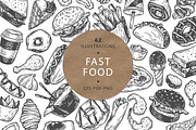 Fast Food. Vector Illustrations., a Food Illustration by Olga Olmix (Thumbnail 1 of 7)