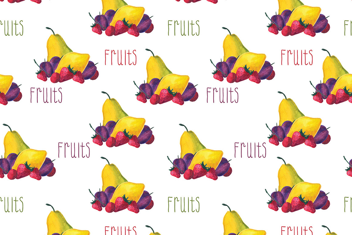Watercolor fruits set preview 5