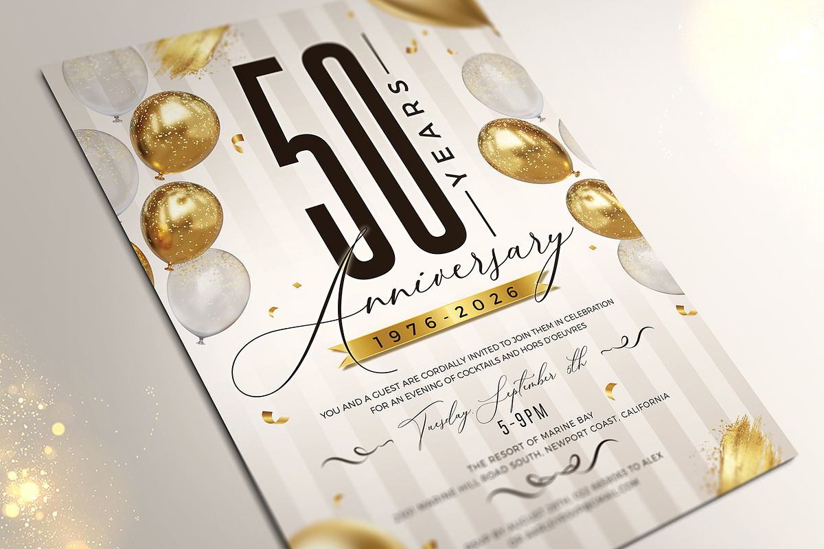 Gold Anniversary Invitation, a Flyer Template by Aarley Kaiven (Photo 2 of 2)