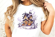 Magical Fall House PNG, Halloween SV, an Illustration by Watercolor design (Thumbnail 2 of 3)