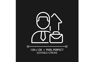 Job promotion pixel perfect white, an Outline Icon by IMG Visuals