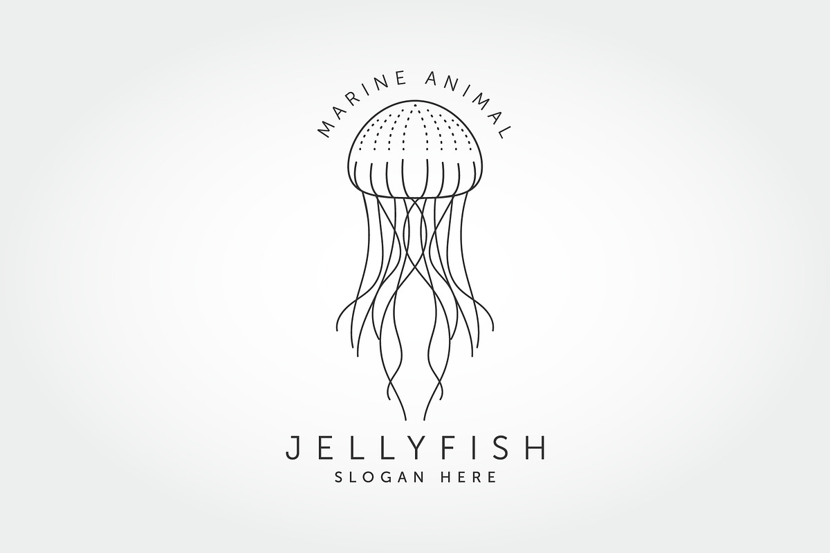 Jelly fish logo icon vector. LineArt, a Branding & Logo Template by PrastHF