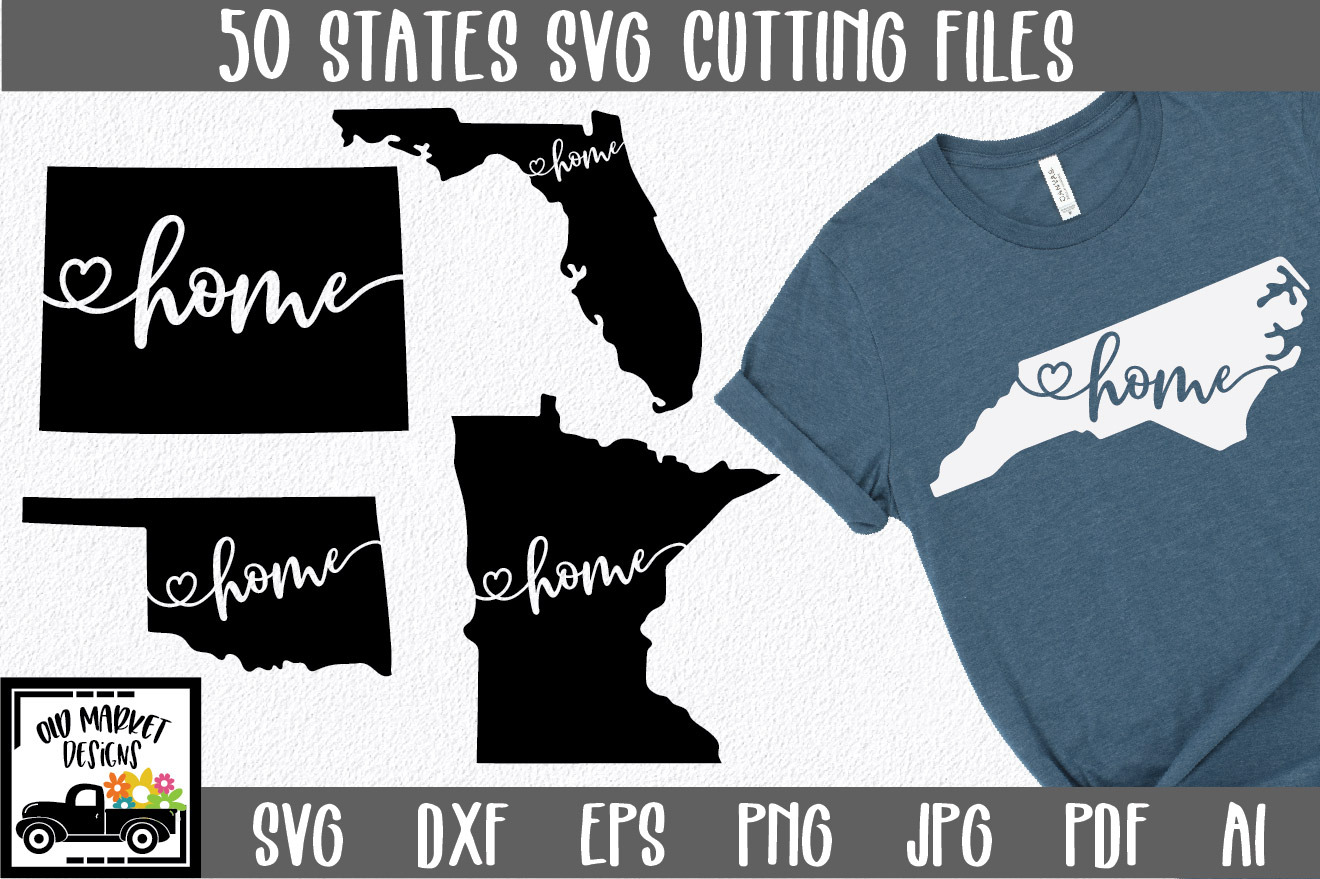 50 Home States SVG Bundle, an Illustration by OldMarket Designs