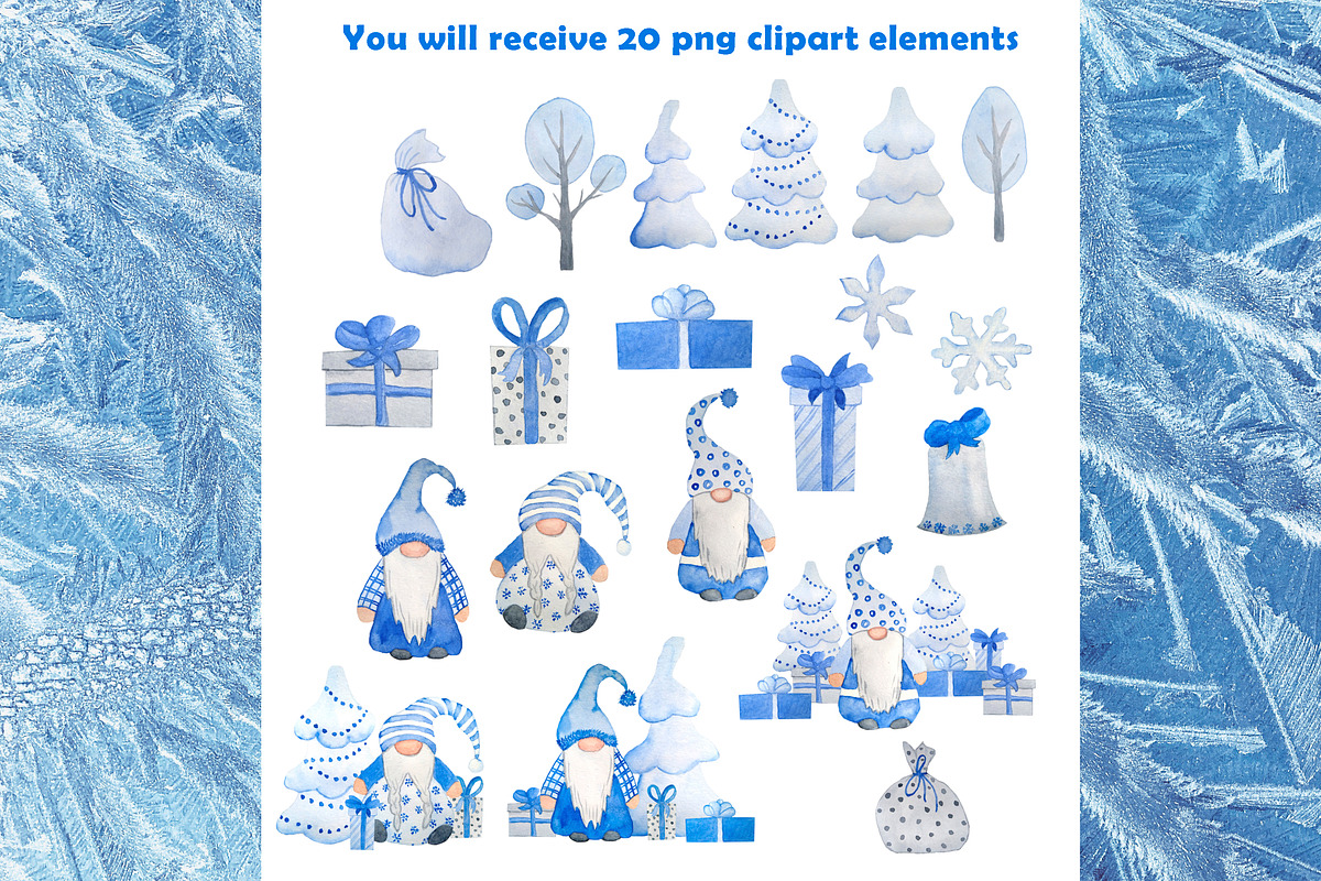 Blue Gnome Christmas Collection, a Pattern Graphic by Lagmar Design (Photo 2 of 11)