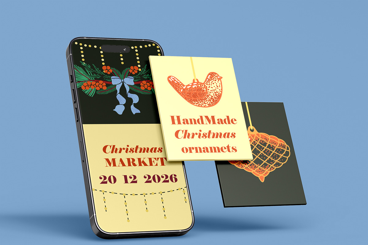 RETRO CHRISTMAS ORNAMENTS: clipart, a Seasonal Illustration by Elliko shop (Photo 6 of 7)