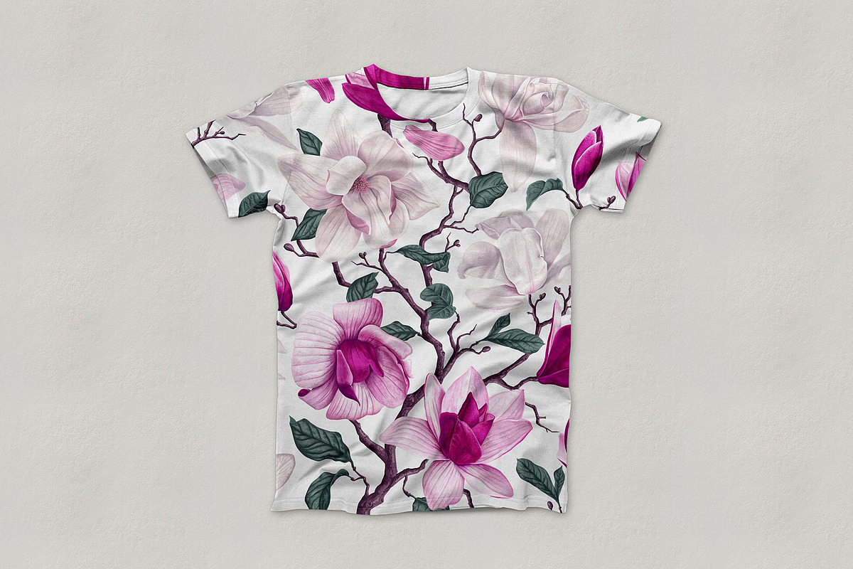 Realistic Seamless Pattern Magnolia, a Pattern Graphic by MarynaPetrovska (Photo 15 of 16)