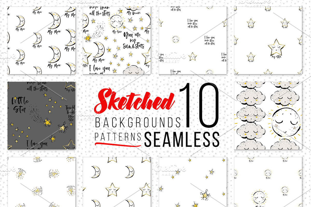 Goodnight Kid Elements & 70 Patterns, a Pattern Graphic by Sopelkin (Photo 4 of 10)