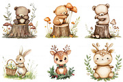 Cute Woodland Animal Clipart, an Illustration by Watercolor design (Thumbnail 3 of 9)