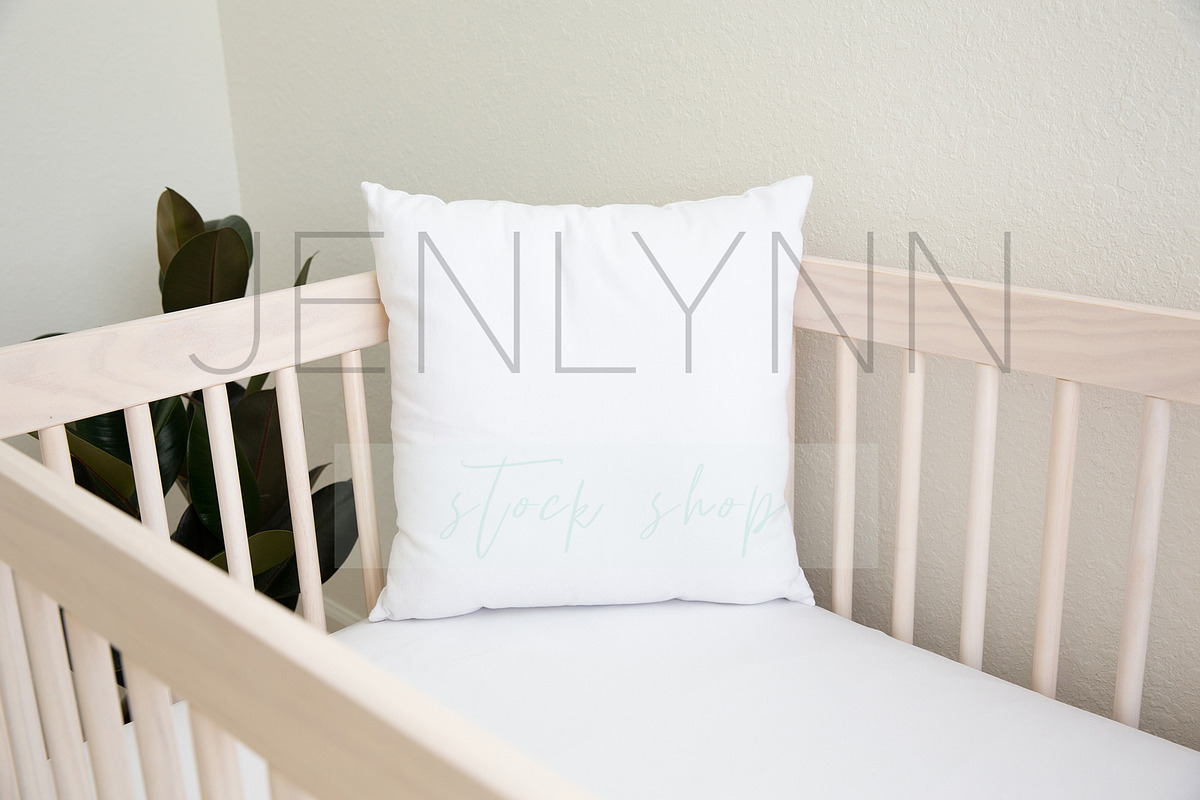 White Pillow Mockup in Crib #NN35, a Product Mockup by JENLYNN Stock Shop (Photo 3 of 4)