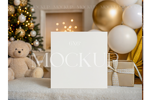 6x6 Holiday Card Scene with Balloons, a Product Mockup by MockupWizard