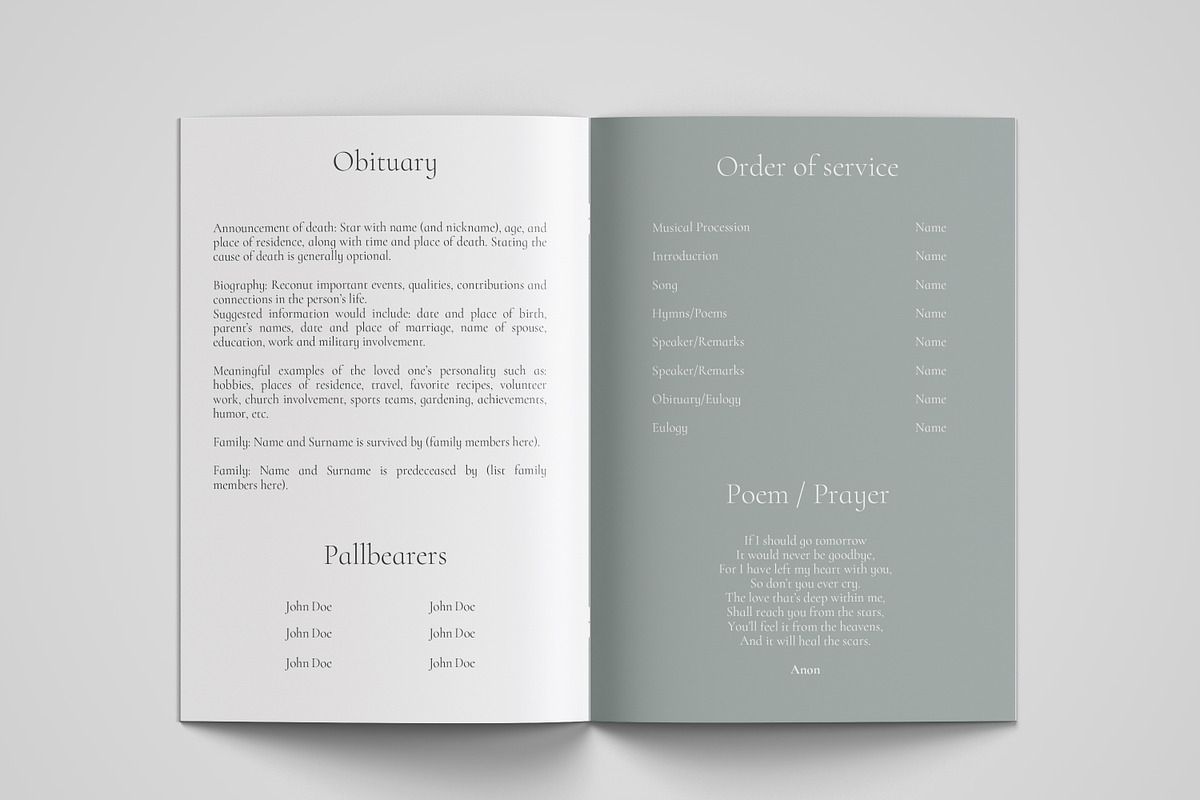 funeral program printing template, a Templates & Theme by TemplateLab (Photo 2 of 2)