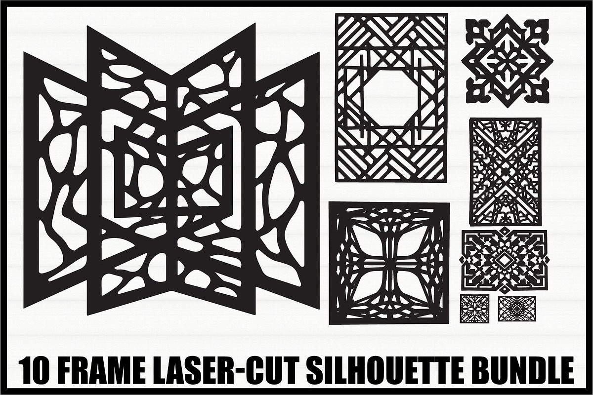 10 Geometric Frame Laser Cut Bundle, an Object Illustration by Gfx_Store (Photo 1 of 11)