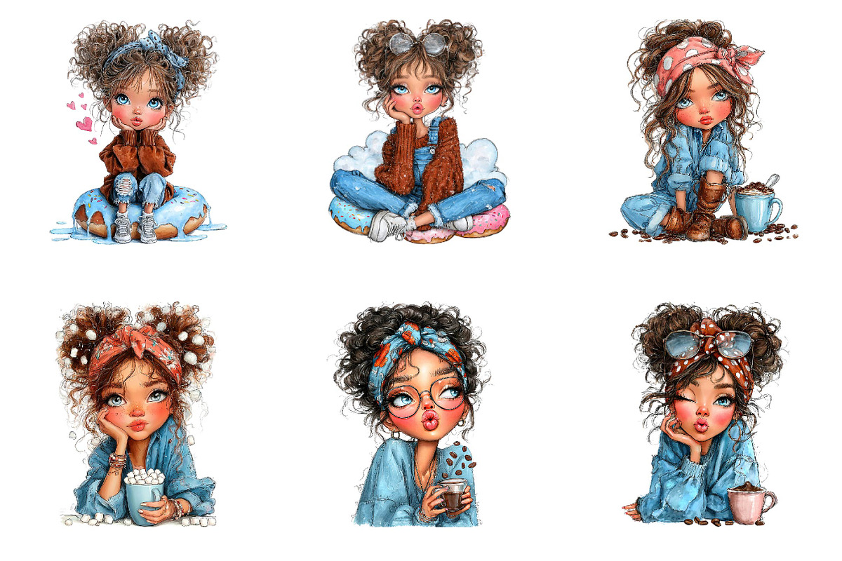 Whimsical valentine coffee girl clip, an Illustration by CreationArt (Photo 7 of 7)
