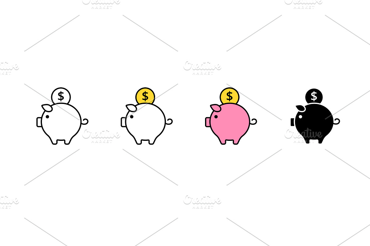Colorful piggy banks with coins in, a Finance Illustration by skripnikbb