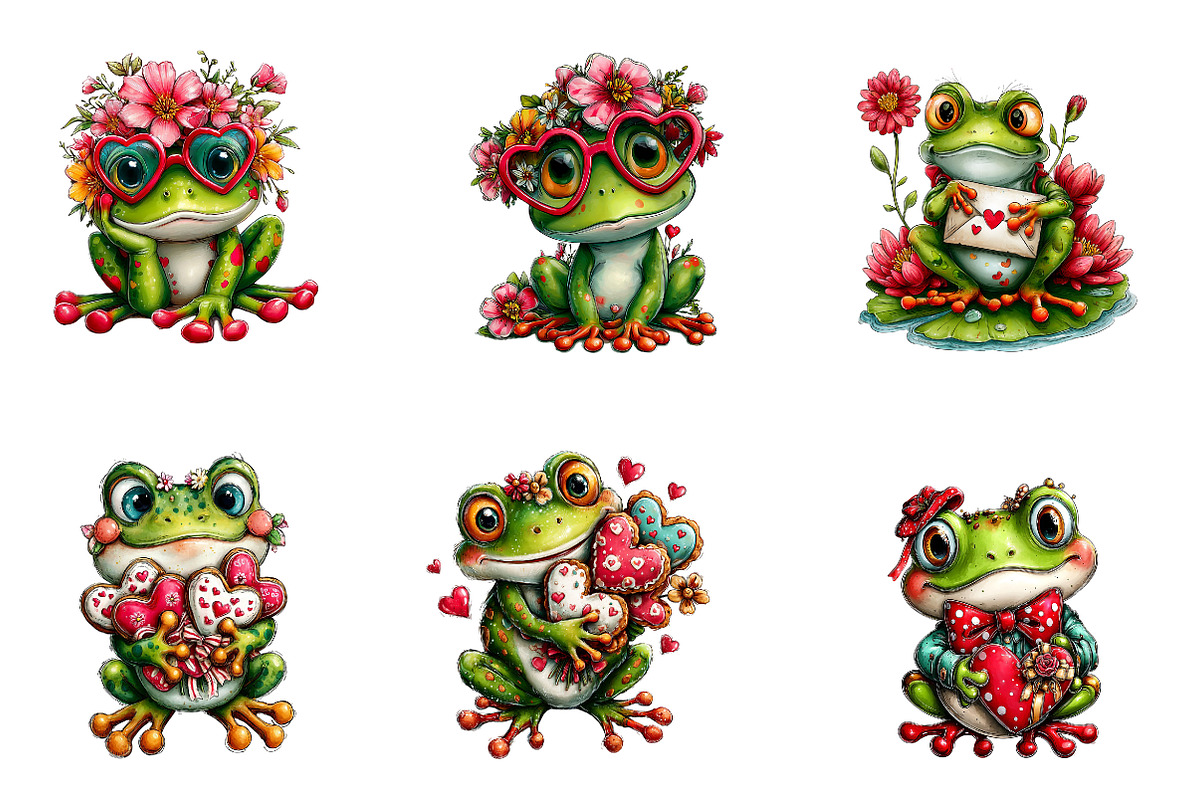 Whimsical valentine frog clip-art, an Illustration by CreationArt (Photo 2 of 5)