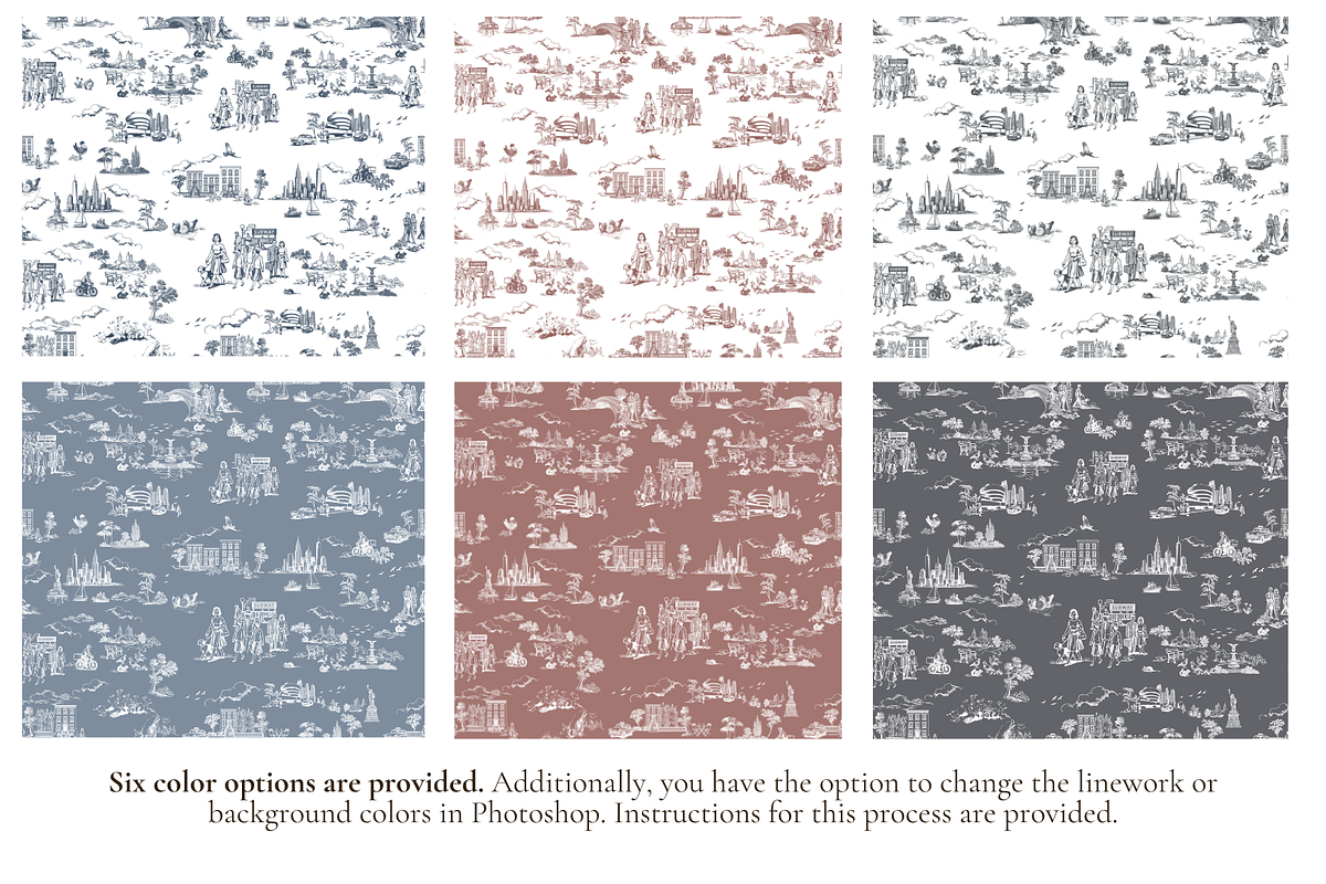 New York City Toile de Jouy Pattern, a Background Graphic by Hughes Studio (Photo 2 of 8)