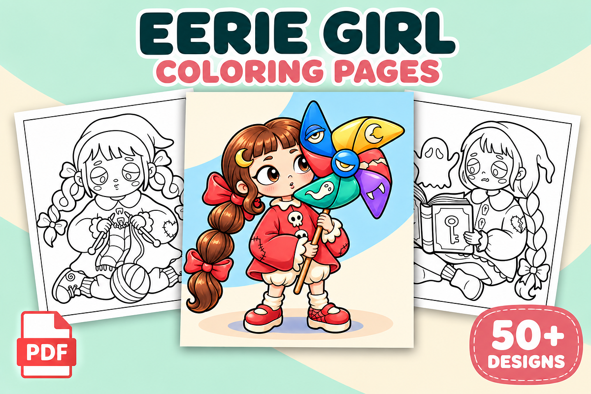 Eerie Girl Coloring Pages Vol. 1, a Person Illustration by Inkivelle Studio (Photo 1 of 3)