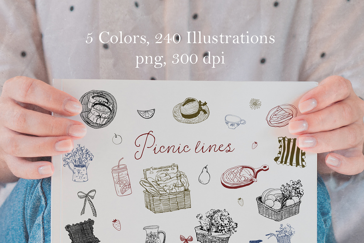 Picnic hand drawn line illustrations, an Object Illustration by Vero Arts (Photo 2 of 11)