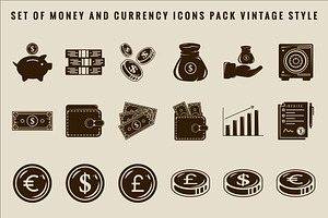 set of isolated money and currency, a Solid Icon by zyxroun shop
