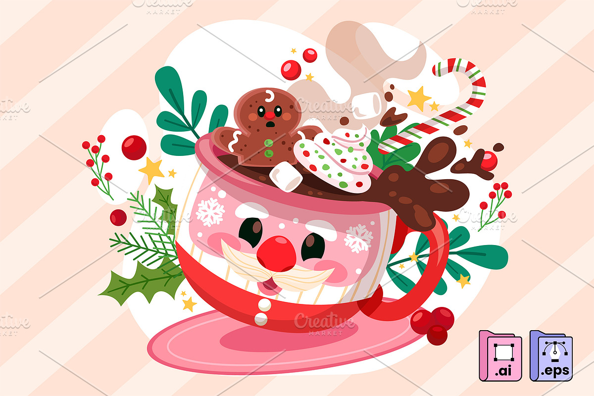 Festive Hot Cocoa Mug, a Seasonal Illustration by MISS CHATZ (Photo 2 of 3)