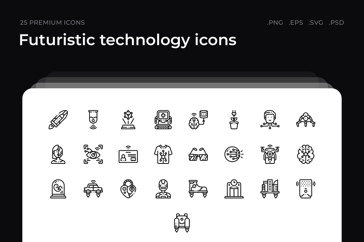Futuristic technology icons, an Outline Icon by Wencory (Photo 1 of 2)