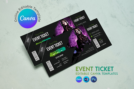 Event Ticket Canva, a Card Template by DesignDevisers