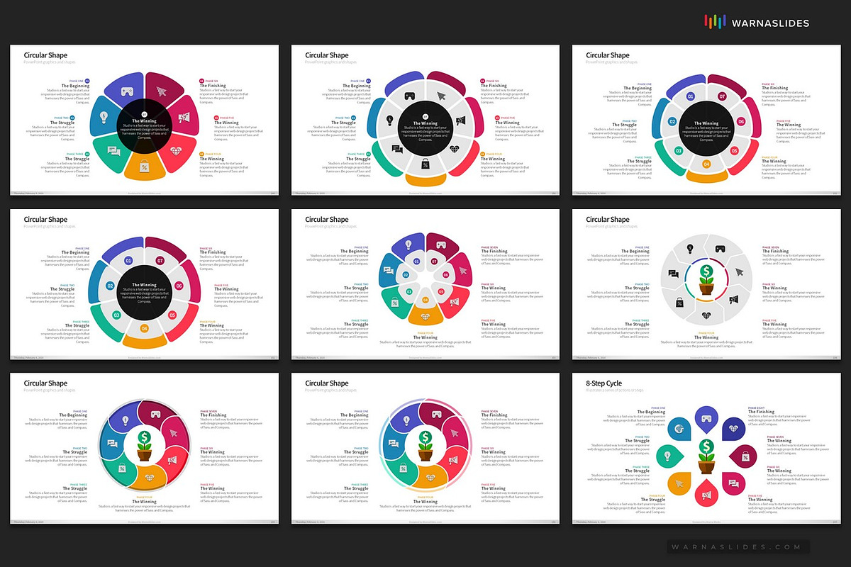 Cycle & Circles PowerPoint Templates, a Presentation Template by Warna Works (Photo 22 of 28)