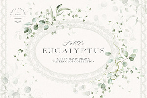 Watercolor Eucalyptus Green Floral