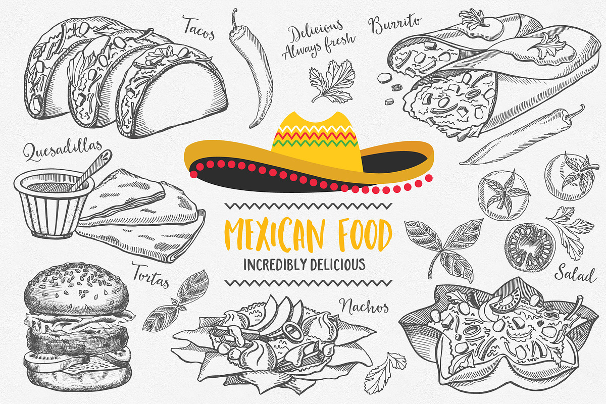 Mexican Food Illustrations, a Food Illustration by BarcelonaShop (Photo 1 of 4)