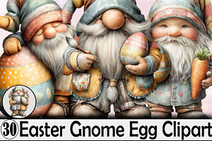 Easter Gnome Egg Clipart Bundle., an Illustration by SVGArt