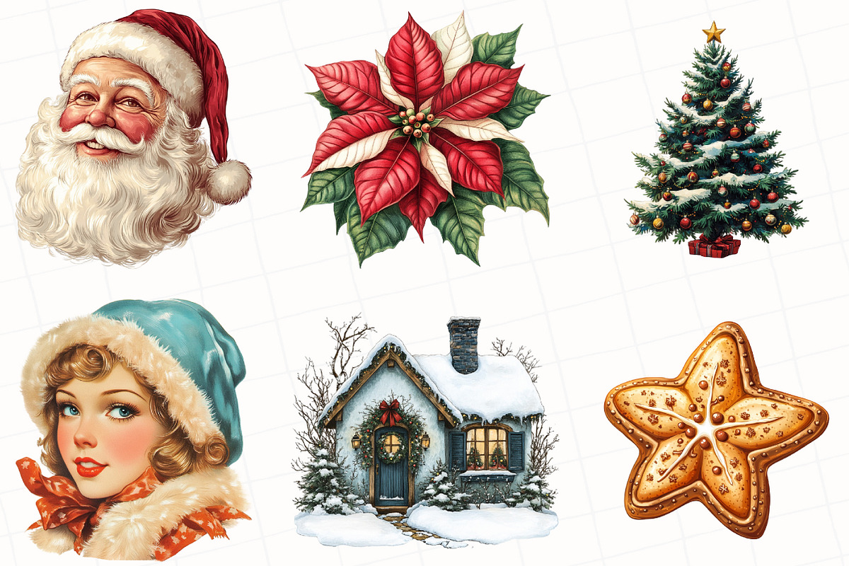Retro Christmas Clipart, an Illustration by OK Design (Photo 4 of 5)