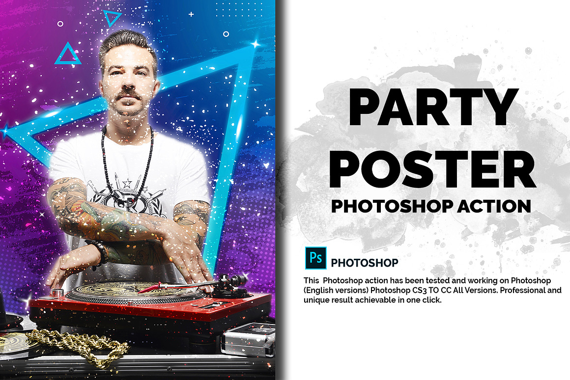 Party Poster Photoshop Action, an Action Add-On by Design Forest (Photo 1 of 6)