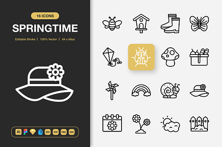 Springtime Icons, an Outline Icon by Spacepixel Creative