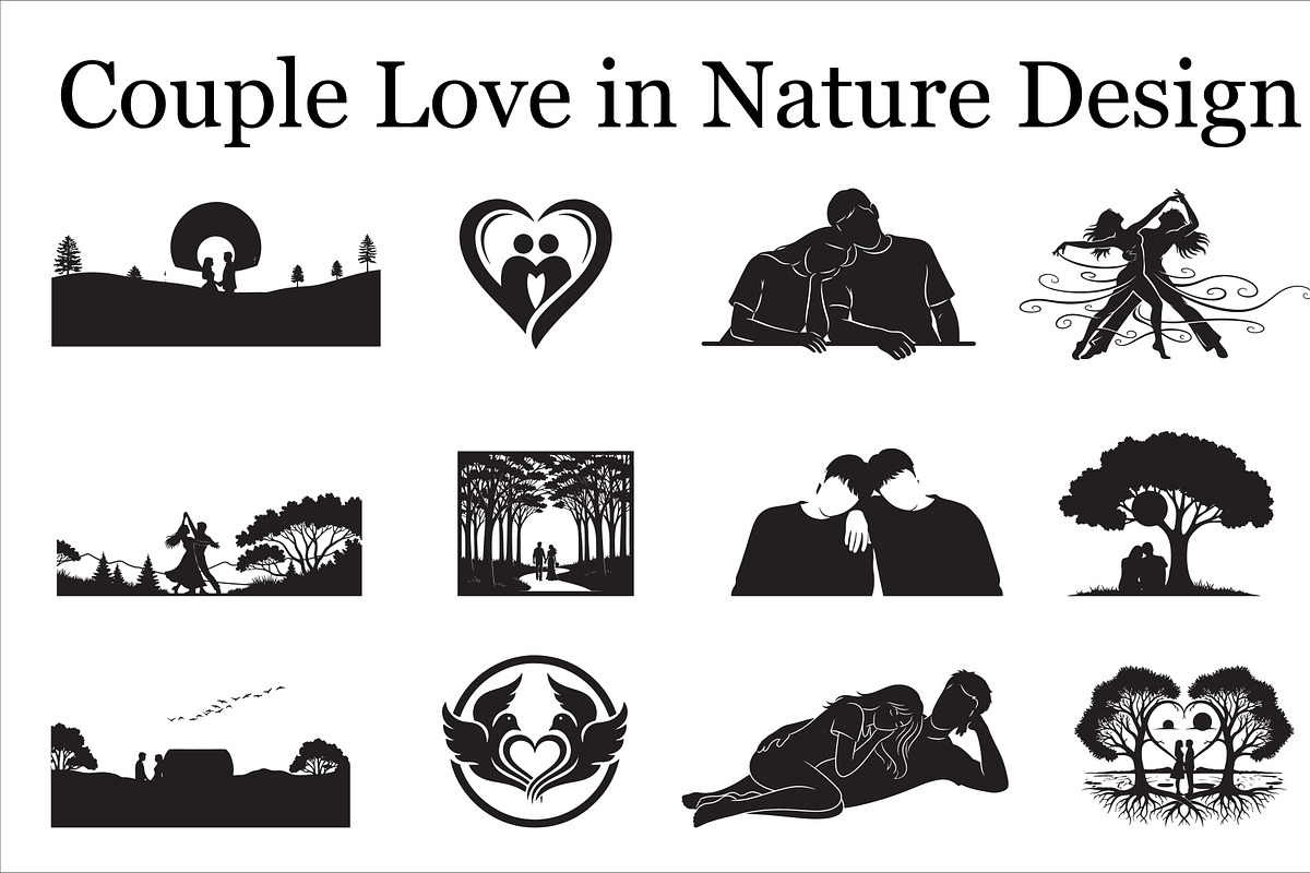 Romantic Couple in Nature Silhouette, a Graphic by Artivon (Photo 13 of 13)