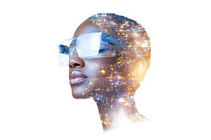 African Woman Profile Wearing, a Technology Photo by Lermont51