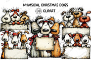 Whimsical Christmas Dogs Clipart, an Illustration by Creative Art (Thumbnail 1 of 10)