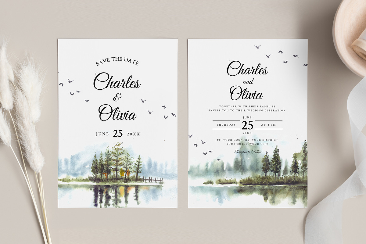 Watercolor Pine Trees & Lake, an Illustration by Yorda Studio (Photo 5 of 13)