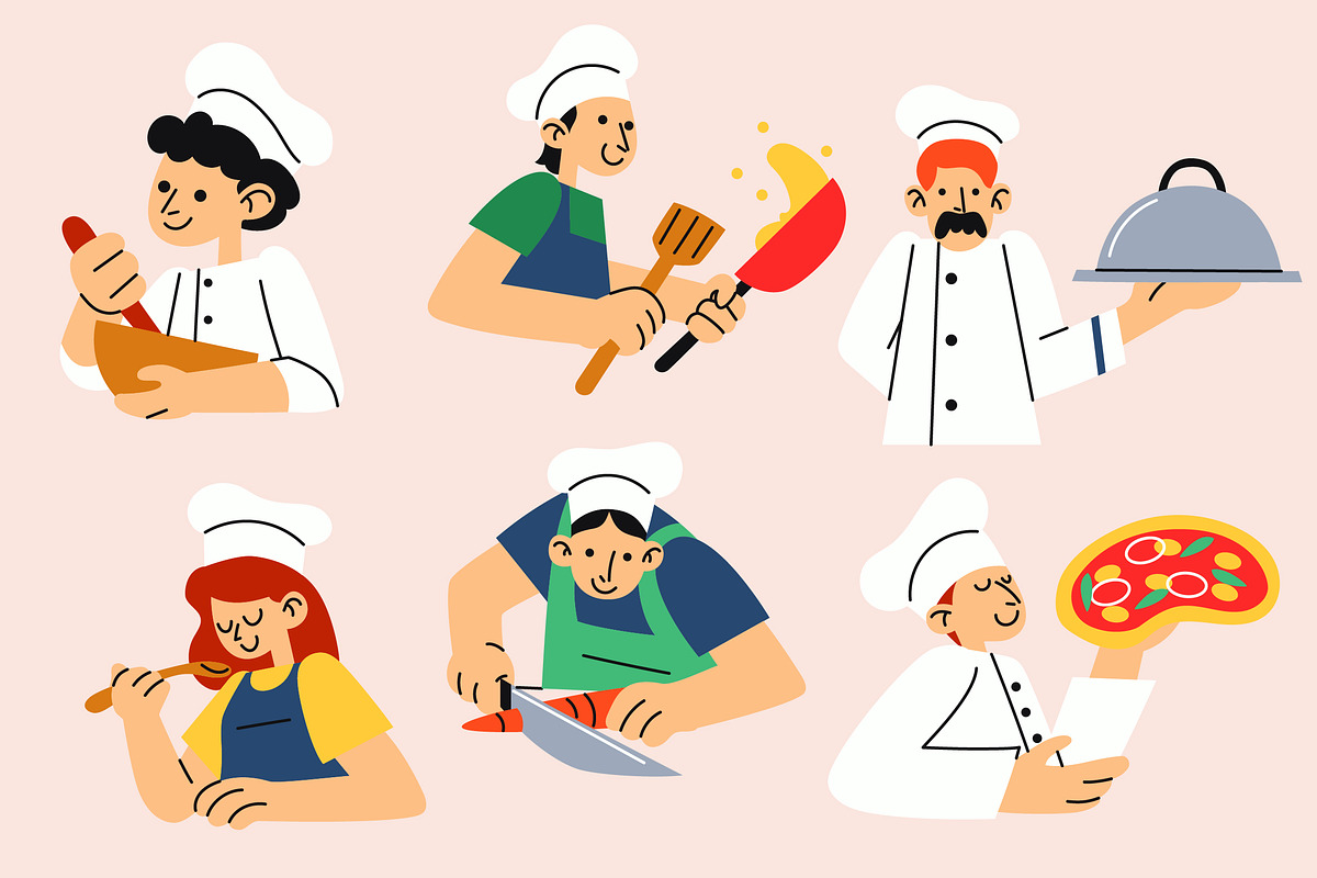 Pink Chef Illustration, a Food Illustration by graphicook