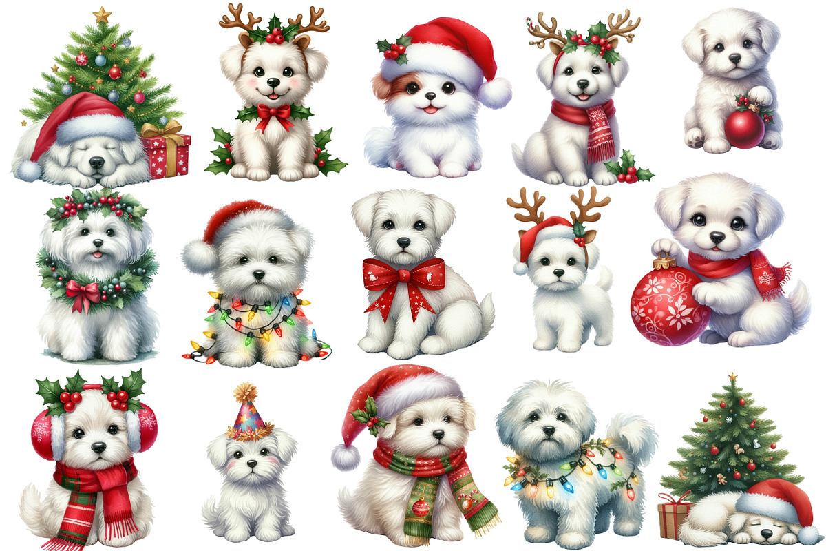 Whimsy Christmas Dogs Clipart, an Illustration by Designworld (Photo 2 of 4)