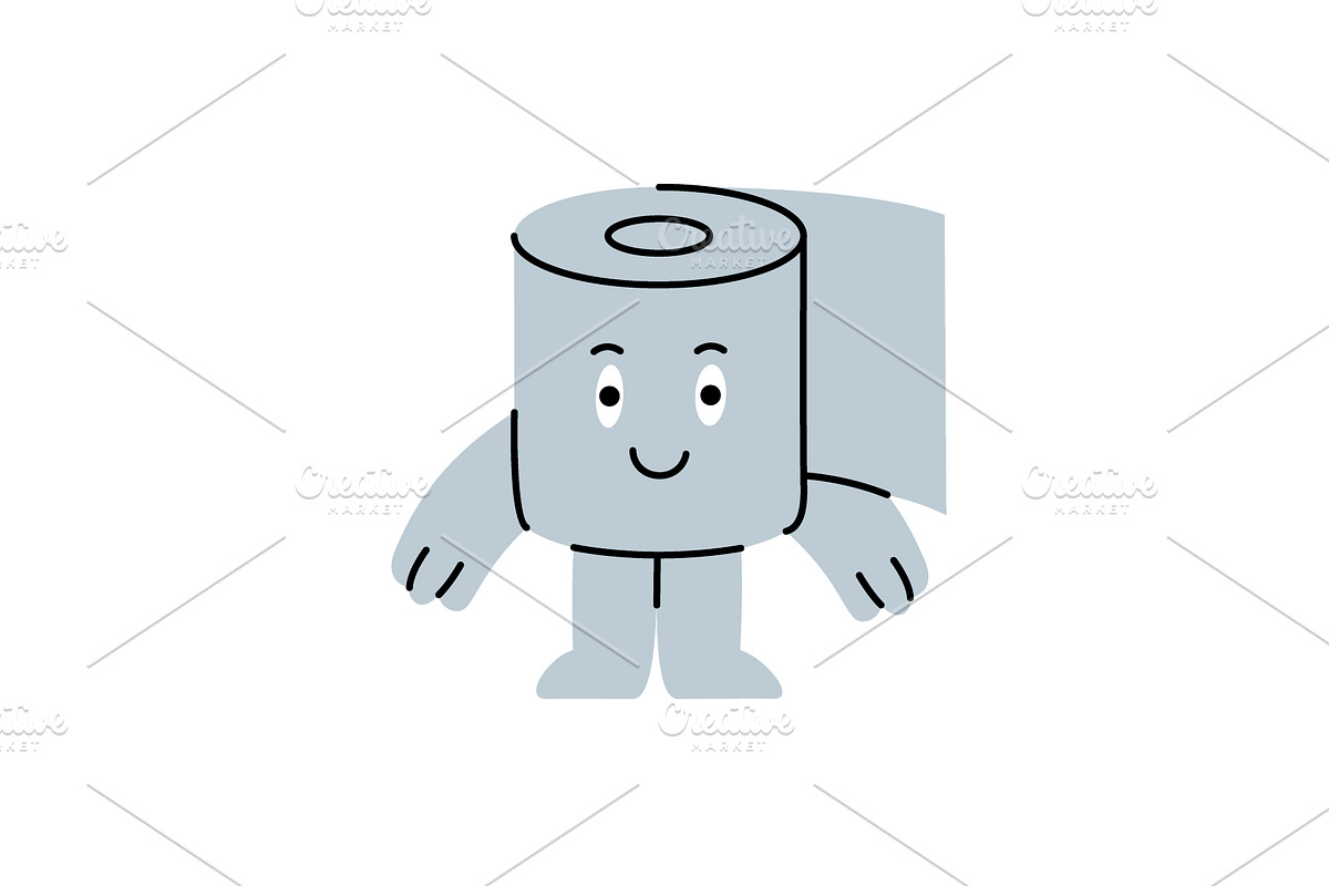 A happy toilet paper character, an Object Illustration by GraphiShop