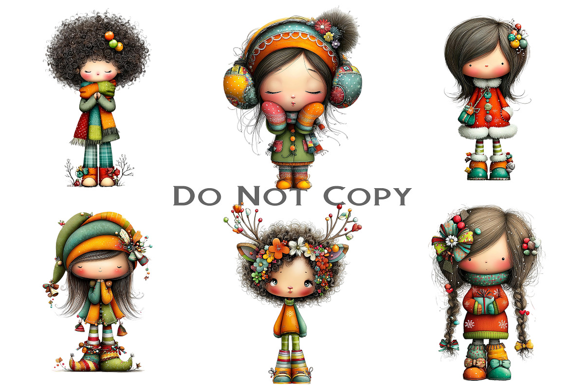 Quirky Christmas Cute Girl Clipart, an Illustration by Craft Nest (Photo 7 of 8)