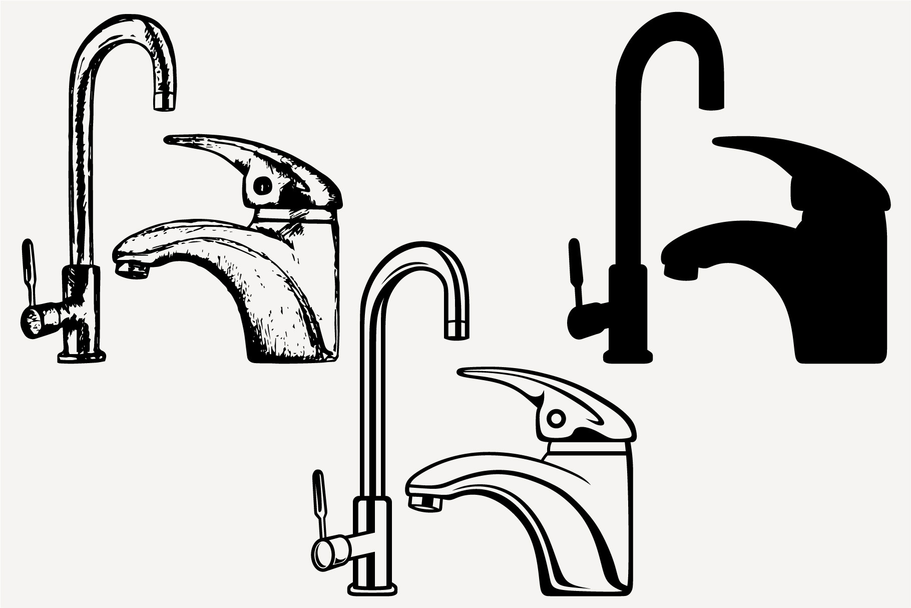 faucet set vector SVG DXF PNG, an Object Graphic by FileVectorSVG
